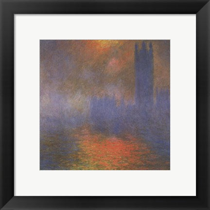 Framed Art Houses of Parliament by Claude Monet Wall Decor 18x24 Artwork