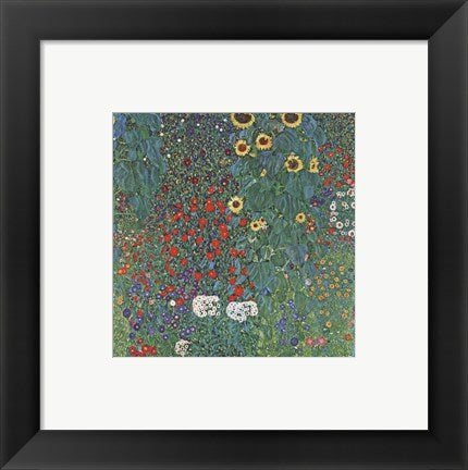 Framed Art Frame Art Farm Garden with Sunflowers, around 1905/1906 by Gustav Klimt Wall Decor 18x24 Artwork
