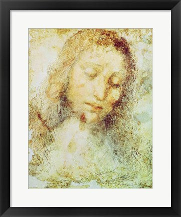 Framed Art Head of Christ by Leonardo Da Vinci Wall Decor 18x24 Artwork