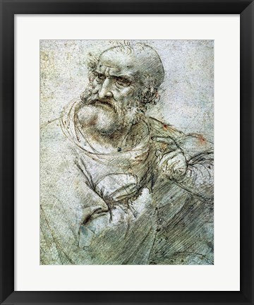 Framed Art Study for an Apostle from The Last Supper, c.1495 by Leonardo Da Vinci Wall Decor 18x24 Artwork