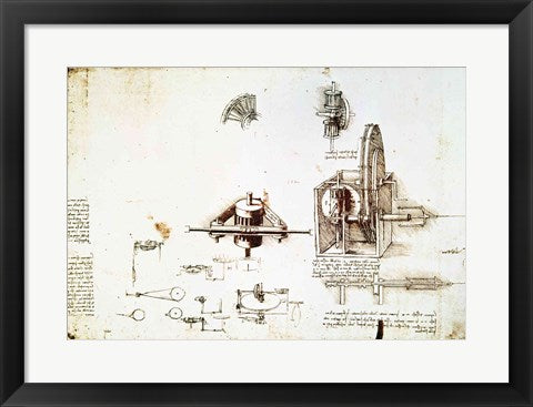 Framed Art A Fin Spindle by Leonardo Da Vinci Wall Decor 18x24 Artwork