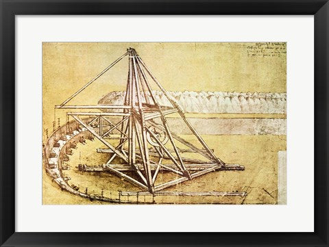 Framed Art Frame Art Excavating Machine,from Codex Atlanticus by Leonardo Da Vinci Wall Decor 18x24 Artwork