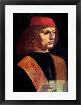 Framed Art Portrait of a Musician, c.1485 by Leonardo Da Vinci Wall Decor 18x24 Artwork
