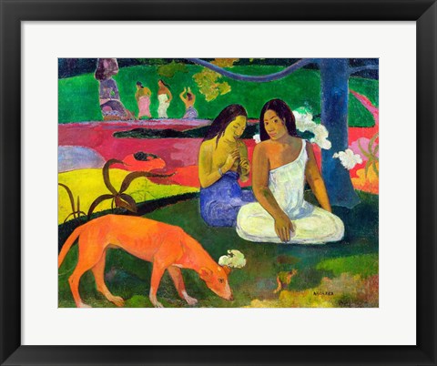 Framed Art Frame Art Arearea (The Red Dog), 1892 by Paul Gauguin Wall Decor 18x24 Artwork