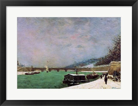 Framed Art The Seine at the Pont d'Iena, Winter, 1875 by Paul Gauguin Wall Decor 18x24 Artwork