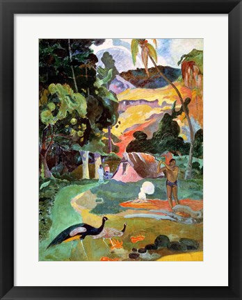 Framed Art Landscape with Peacocks, 1892 by Paul Gauguin Wall Decor 18x24 Artwork