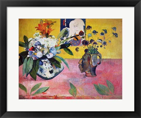 Framed Art Frame Art Flowers and a Japanese Print, 1889 by Paul Gauguin Wall Decor 18x24 Artwork