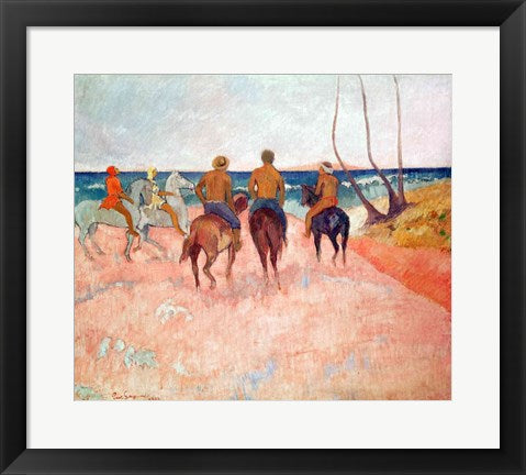 Framed Art Horseman on the Beach by Paul Gauguin Wall Decor 18x24 Artwork