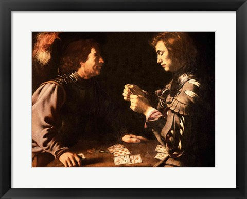 Framed Art The Gamblers by Michelangelo Caravaggio Wall Decor 18x24 Artwork