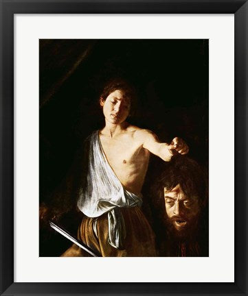 Framed Art Frame Art David with the Head of Goliath, 1606 by Michelangelo Caravaggio Wall Decor 18x24 Artwork