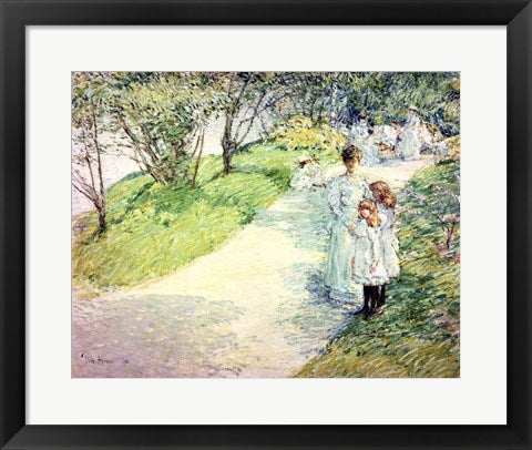 Framed Art Promenaders in the garden, 1898 by Childe Hassam Wall Decor 18x24 Artwork