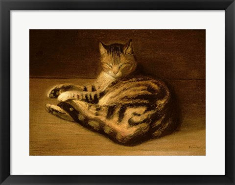 Framed Art Recumbent Cat, 1898 by Theophile-Alexandre Steinlen Wall Decor 18x24 Artwork