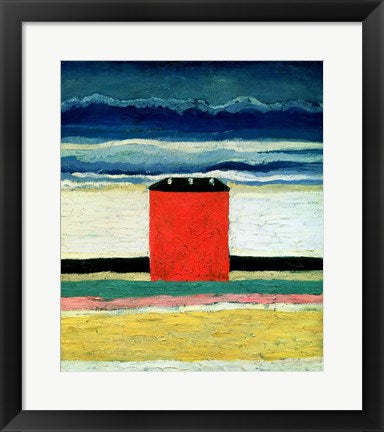 Framed Art Red House, 1932 by Kazimir Malevich Wall Decor 18x24 Artwork