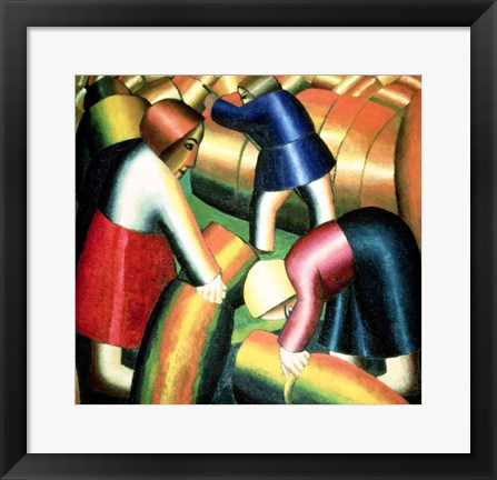 Framed Art Taking in the Rye, 1912 by Kazimir Malevich Wall Decor 18x24 Artwork