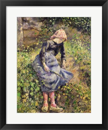 Framed Art Girl with a Stick, 1881 by Camille Pissarro Wall Decor 18x24 Artwork