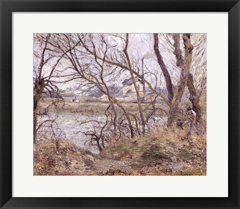 Framed Art The Banks of the Oise, near Pontoise, Cloudy Weather, 1878 by Camille Pissarro Wall Decor 18x24 Artwork