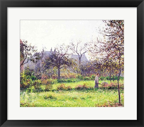 Framed Art Morning Sun, Autumn, Eragny, 1897 by Camille Pissarro Wall Decor 18x24 Artwork