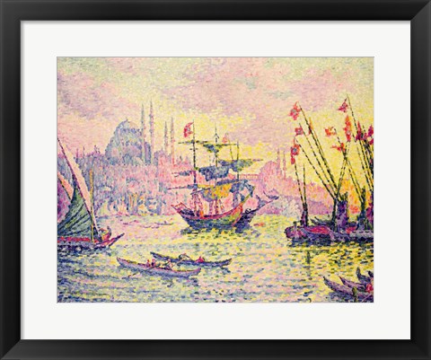 Framed Art View of Constantinople, 1907 by Paul Signac Wall Decor 18x24 Artwork