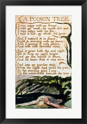 Framed Art Frame Art A Poison Tree, from Songs of Experience by William Blake Wall Decor 18x24 Artwork