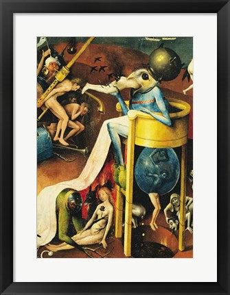 Framed Art The Garden of Earthly Delights: Hell, right wing of triptych, detail of blue bird-man on a stool, c.1500 by Hieronymus Bosch Wall Decor 18x24 Artwork