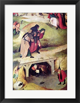 Framed Art Temptation of St. Anthony, detail from left hand panel of the triptych by Hieronymus Bosch Wall Decor 18x24 Artwork