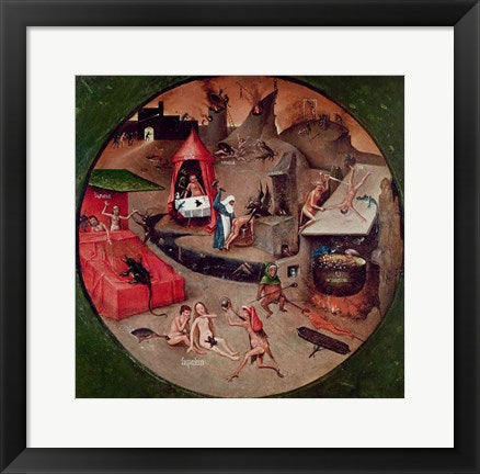 Framed Art Tabletop of the Seven Deadly Sins and the Four Last Things, detail of Hell, c.1480 by Hieronymus Bosch Wall Decor 18x24 Artwork