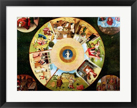 Framed Art Tabletop of the Seven Deadly Sins and the Four Last Things - detail by Hieronymus Bosch Wall Decor 18x24 Artwork