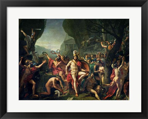 Framed Art Leonidas at Thermopylae, 480 BC, 1814 by Jacques-Louis David Wall Decor 18x24 Artwork