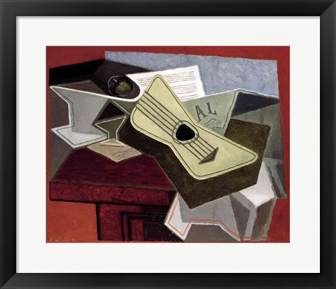 Framed Art Guitar and Newspaper, 1925 by Juan Gris Wall Decor 18x24 Artwork