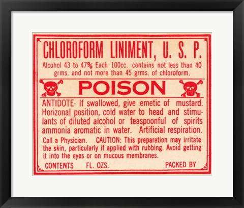 Framed Art Chloroform Framed Art for your Home Wall Decor 18x24 Artwork