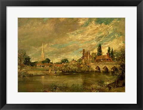 Framed Art The Bridge of Harnham and Salisbury Cathedral by John Constable Wall Decor 18x24 Artwork