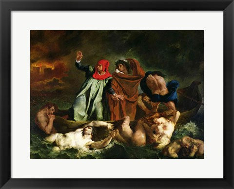 Framed Art Frame Art Dante and Virgil in the Underworld, 1822 by Eugene Delacroix Wall Decor 18x24 Artwork