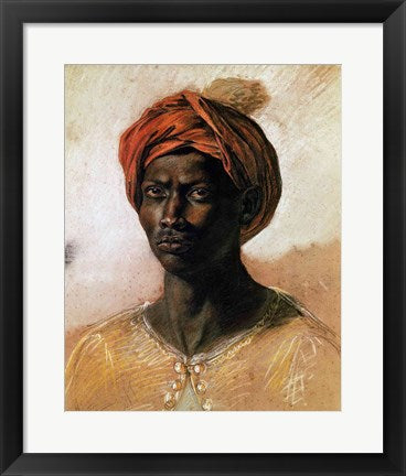 Framed Art Portrait of a Turk in a Turban, c.1826 by Eugene Delacroix Wall Decor 18x24 Artwork