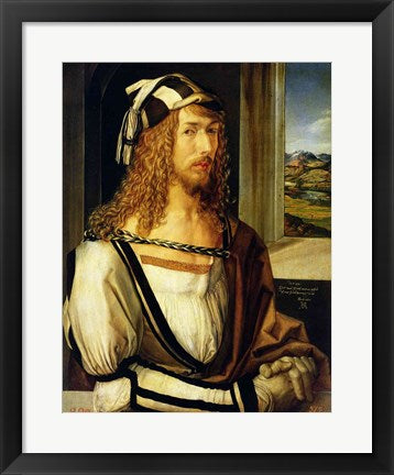 Framed Art Self Portrait with Gloves, 1498 by Albrecht Durer Wall Decor 18x24 Artwork