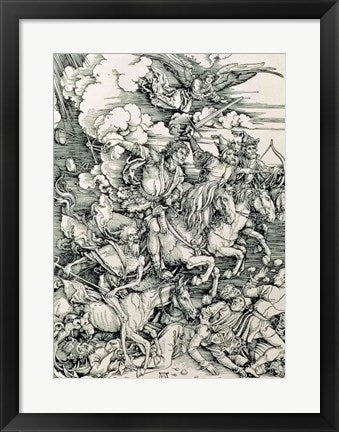 Framed Art The Four Horsemen of the Apocalypse, Death, Famine, Pestilence and War by Albrecht Durer Wall Decor 18x24 Artwork