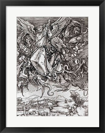 Framed Art St. Michael and the Dragon, from a Latin edition, 1511 by Albrecht Durer Wall Decor 18x24 Artwork