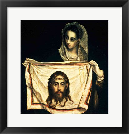 Framed Art St.Veronica with the Holy Shroud by El Greco Wall Decor 18x24 Artwork
