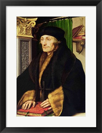 Framed Art Portrait of Erasmus, 1523 by Hans Holbein The Younger Wall Decor 18x24 Artwork