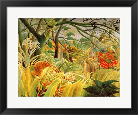 Framed Art Tiger in a Tropical Storm by Henri Rousseau Wall Decor 18x24 Artwork