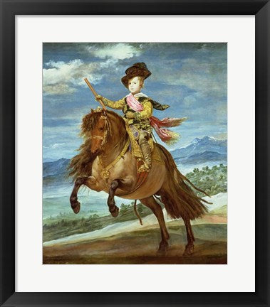 Framed Art Prince Balthasar Carlos on horseback by Diego Velazquez Wall Decor 18x24 Artwork