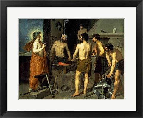Framed Art The Forge of Vulcan, 1630 by Diego Velazquez Wall Decor 18x24 Artwork