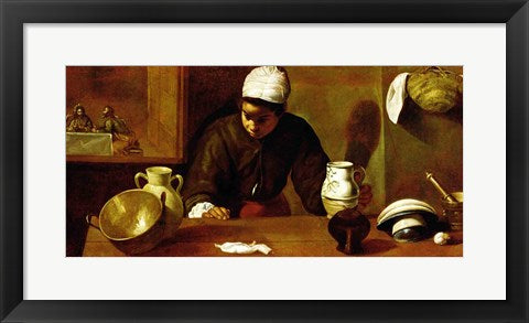 Framed Art Kitchen Maid with the Supper at Emmaus, c.1618 by Diego Velazquez Wall Decor 18x24 Artwork