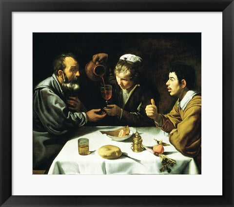 Framed Art The Lunch, 1620 by Diego Velazquez Wall Decor 18x24 Artwork