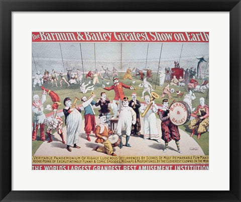 Framed Art Poster advertising the Barnum and Bailey Greatest Show on Earth Wall Decor 18x24 Artwork