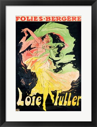 Framed Art Frame Art Folies Bergeres: Loie Fuller, France, 1897 by Jules Cheret Wall Decor 18x24 Artwork
