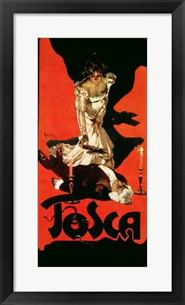 Framed Art Poster advertising a performance of Tosca, 1899 by Adolpho Hohenstein Wall Decor 18x24 Artwork