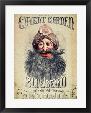 Framed Art Poster for a Christmas pantomime of 'Blue Beard' Wall Decor 18x24 Artwork
