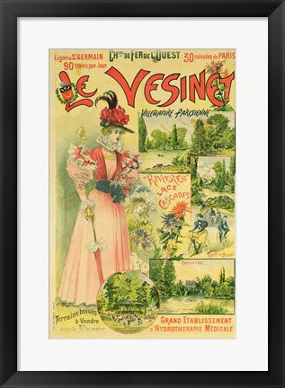 Framed Art Poster for the Chemins de Fer de l'Ouest to Le Vesinet by Albert Robida Wall Decor 18x24 Artwork
