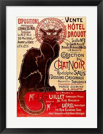 Framed Art Poster advertising an exhibition of the 'Collection du Chat Noir' Cabaret by Theophile-Alexandre Steinlen Wall Decor 18x24 Artwork