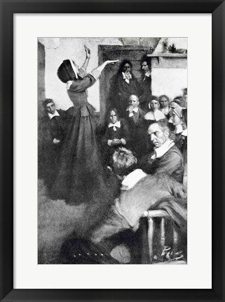 Framed Art Frame Art Anne Hutchinson Preaching in her House in Boston, 1637, illustration from 'Colonies and Nation by Howard Pyle Wall Decor 18x24 Artwork